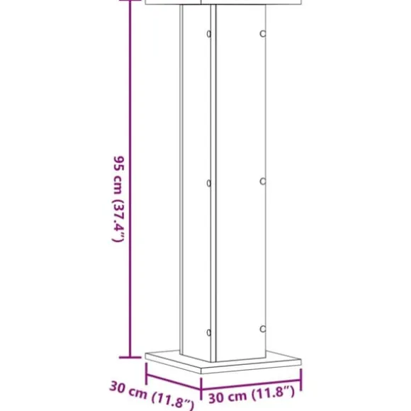 Plantestativer 2 stk. - Stabilt konstrueret træ | Farve: Grå Sonoma-eg | Størrelse: 30x30x95 cm