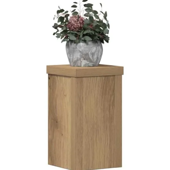 Plantestativer 2 stk. i konstrueret træ - Høj kvalitet | Størrelse: 10x10x18 cm | Farve: Egetræsfarvet
