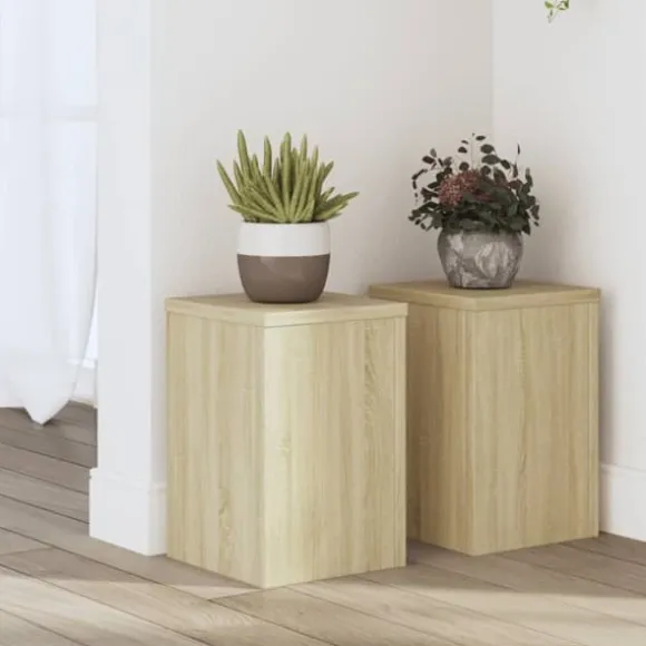 Plantestativer 2 stk. i konstrueret træ - Slidstærkt & stabilt | Størrelse: 20x20x30 cm | Farve: Sonoma-eg