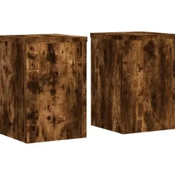 Plantestativer 2 stk. i konstrueret træ - Slidstærkt design | Størrelse: 20x20x30 cm | Farve: Røget eg