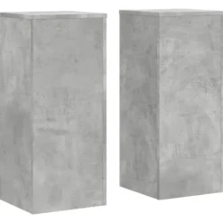 Plantestativer 2 stk. i konstrueret træ - Slidstærk design | Størrelse: 30x30x70 cm | Farve: Betongrå
