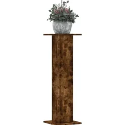 Plantestativer 2 stk. i konstrueret træ - Stabilt design | Størrelse: 30x30x95 cm | Farve: Røget eg