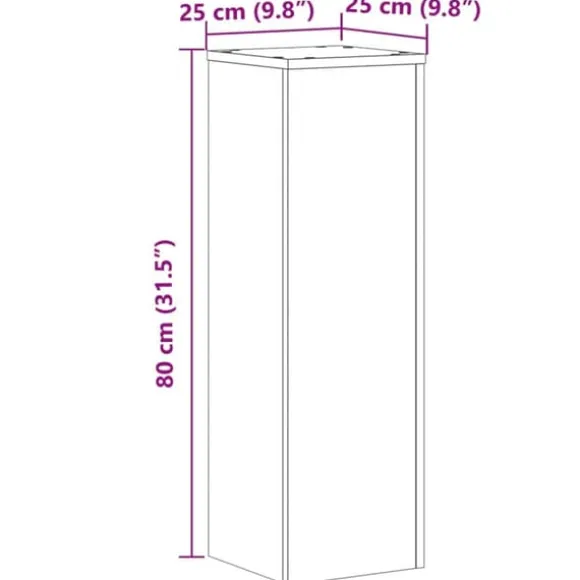 Plantestativer 2 stk. til indendørs brug - Stabilt konstrueret træ | Farve: Grå sonoma-eg | Størrelse: 25x25x80 cm