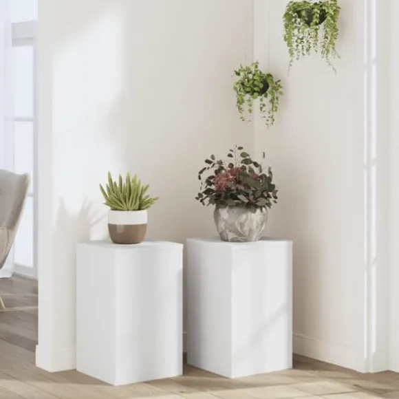Plantestativer 2 stk. til indendørs brug - Konstrueret træ | Størrelse: 30x30x50 cm | Farve: Hvid