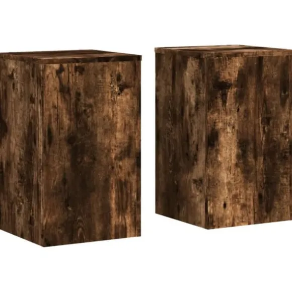 Plantestativer i konstrueret træ - Sæt med 2 stk. | Størrelse: 30x30x50 cm | Farve: Røget eg
