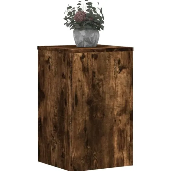 Plantestativer i konstrueret træ - Sæt med 2 stk. | Størrelse: 30x30x50 cm | Farve: Røget eg