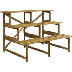 Plantetrappe/blomsterreol 3 trin gran 120x80x78 cm til have altan terrasse