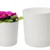 Plastik urtepotte med stativ 13x14,6 cm hvid mat