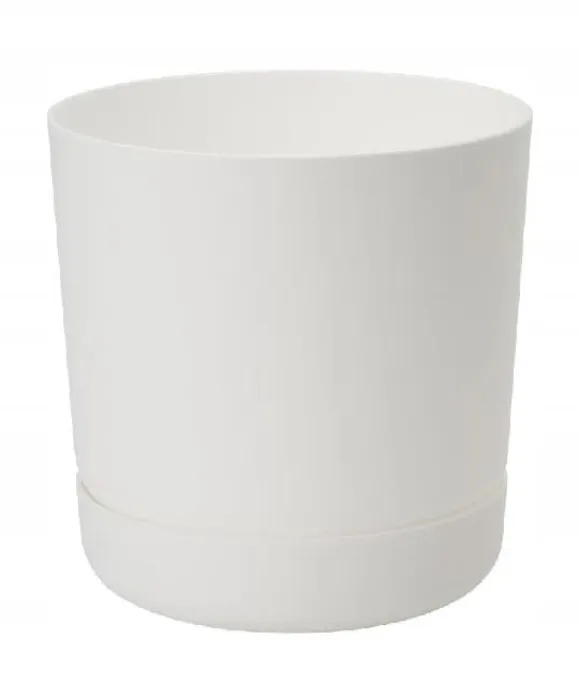 Plastik urtepotte med stativ 13x14,6 cm hvid mat
