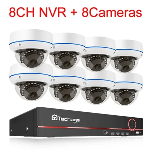 POE NVR CCTV-system, 5MP indendørs dome audio IP-kamera, fjernvideo sikkerhed., , None, 8CH NVR and 8 Camera