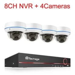 POE NVR CCTV-system, 5MP indendørs dome audio IP-kamera, fjernvideo sikkerhed., , None, 8CH NVR and 4 Camera