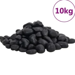 Polerede småsten 10 kg - Dekorationssten til akvarier og have | Farve: Sort | Størrelse: 2-5 cm