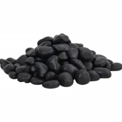 Polerede småsten 10 kg - Dekorationssten til akvarier og have | Farve: Sort | Størrelse: 2-5 cm