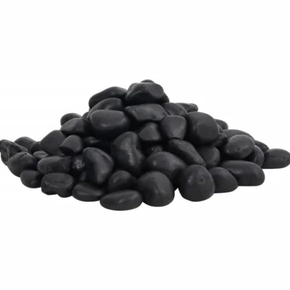 Polerede småsten 10 kg - Dekorationssten til akvarier og have | Farve: Sort | Størrelse: 2-5 cm