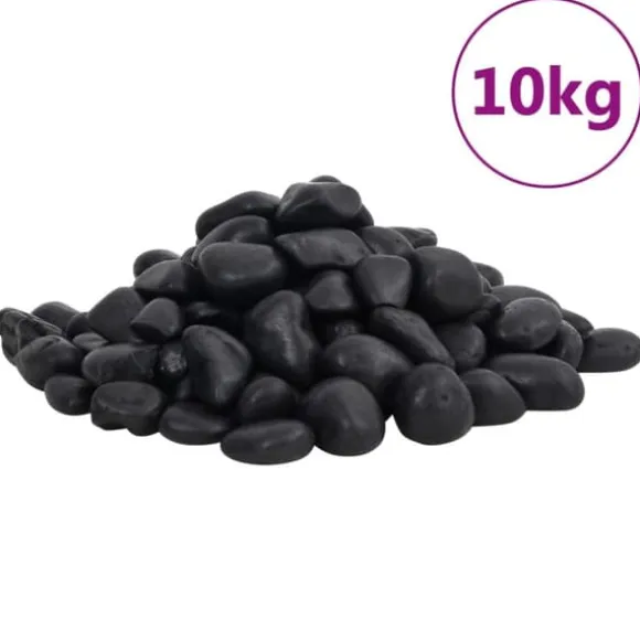 Polerede småsten 10 kg til akvarium og dekoration | Farve: Sort | Størrelse: 2-5 cm