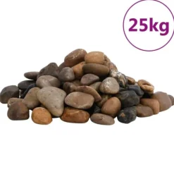Polerede småsten til akvarier og dekoration | Størrelse: 2-5 cm | Vægt: 25 kg | Farve: Flerfarvet