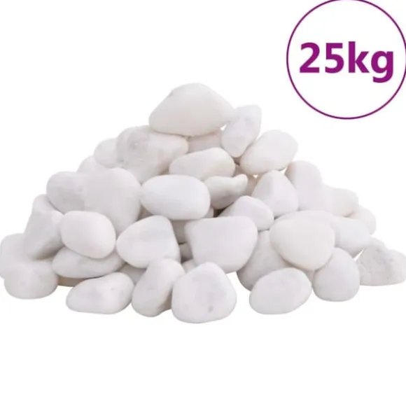 Polerede småsten til akvarier og dekoration | 25 kg | Størrelse: 2-5 cm | Farve: Hvid