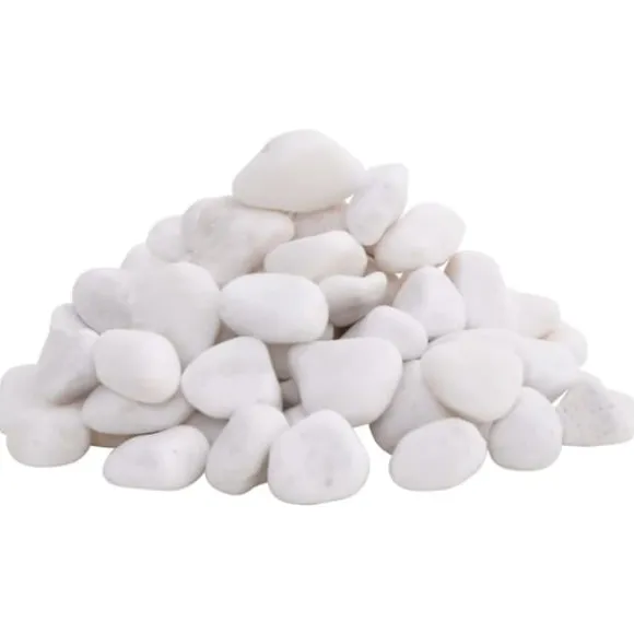 Polerede småsten til akvarier og dekoration | 25 kg | Størrelse: 2-5 cm | Farve: Hvid