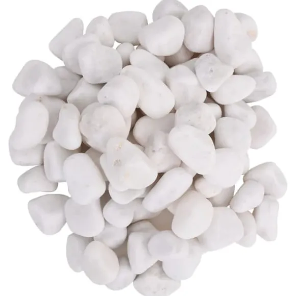 Polerede småsten til akvarier og dekoration | 25 kg | Størrelse: 2-5 cm | Farve: Hvid