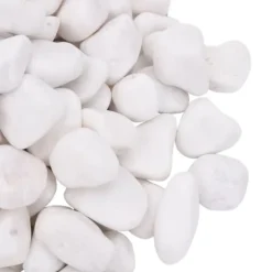 Polerede småsten til akvarier og dekoration | 25 kg | Størrelse: 2-5 cm | Farve: Hvid