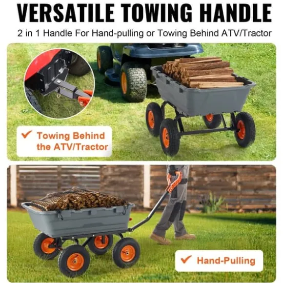 Poly Garden Dump Cart, kraftig yardvogn, 6.48 cu.ft, 1200 lbs, holdbar, alsidig, nem at bruge