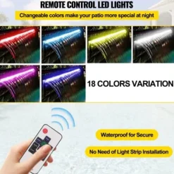 Pool Fountain, Vandfald med LED-lysbånd, 60x11.5x8 cm, Sølv, Rustfrit stål