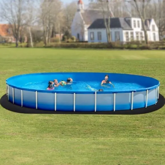 Pool Liner Underlag, Oval, 457x914 cm, Sort, Geotekstil Materiale
