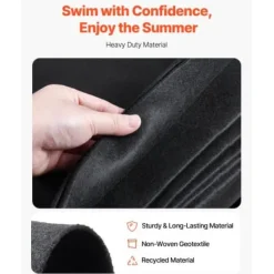 Pool Liner Underlag, Oval, 457x914 cm, Sort, Geotekstil Materiale