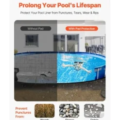 Pool Liner Underlag, Oval, 457x914 cm, Sort, Geotekstil Materiale