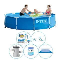 Pool med tilbehør - 6 stk - Intex Metalramme Rund 305x76 cm