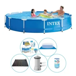 Pool plus tilbehør - 6 stk - Intex Metalramme Rund 366x76 cm