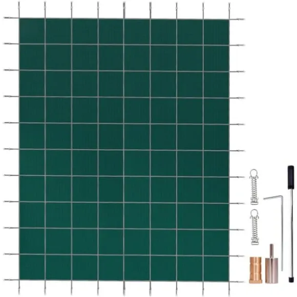 Pool sikkerhedsafdækning 18x36FT rektangulær til indendørs swimmingpool. Robust grønt net for vinterbeskyttelse og sikkerhed.