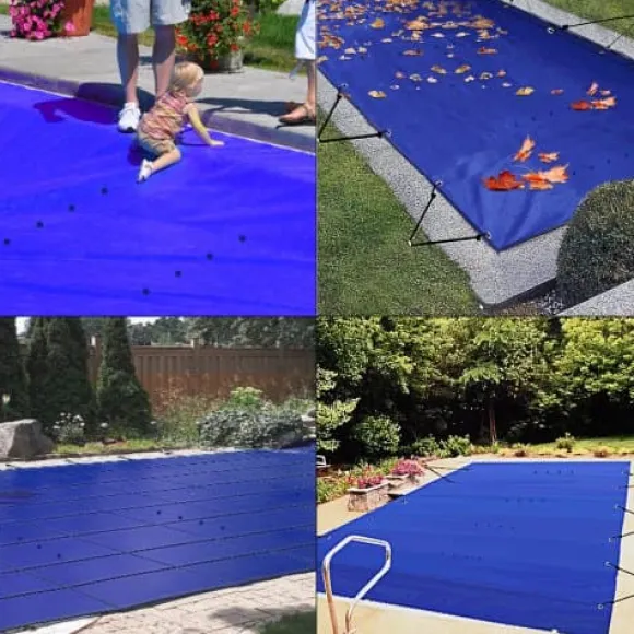 Pool sikkerhedscover, 400x800 cm, Blå, PVC