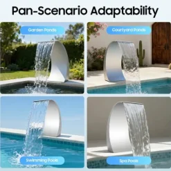 Pool vandfald fontæne - Spillway-kaskade - 30×60 cm - 5,08 cm indvendigt gevind - Metal - Sølv