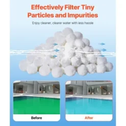 Poolfilterkugler, 50 mm, Hvide, Polyesterfiber
