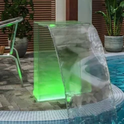 Poolfontæne med RGB LED-lys - Akrylvandfald til pool og havedam | Højde: 51 cm