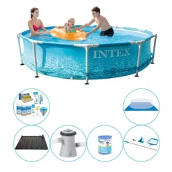 Poolpakke - 7 stk - Intex Metalramme Rund Strand 305x76 cm