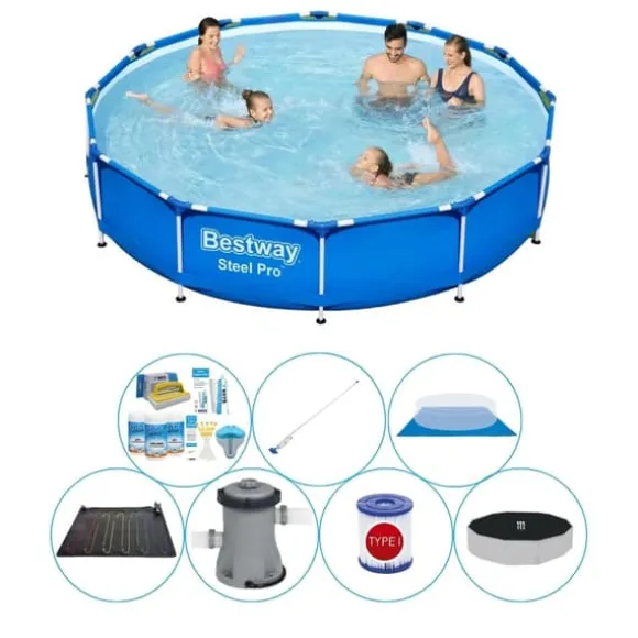 Poolpakke alt i 1 - Bestway Steel Pro Rektangulær 366x76 cm