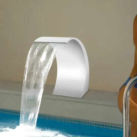 Poolvandfald - Vandfaldsblad - Metal - Kaskadeffekt - Til Swimmingpool - Sølv