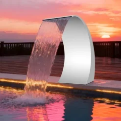 Poolvandfald - Vandfaldsblad - Metal - Kaskadeffekt - Til Swimmingpool - Sølv