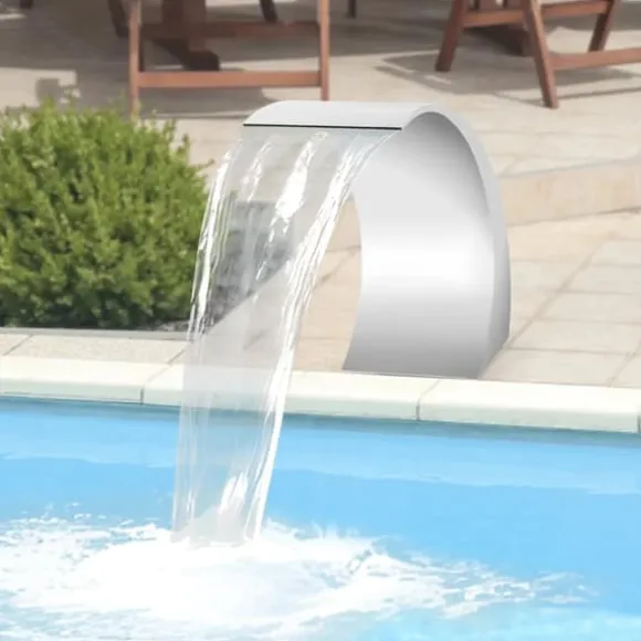 Poolvandfald - Vandfaldsblad - Metal - Kaskadeffekt - Til Swimmingpool - Sølv