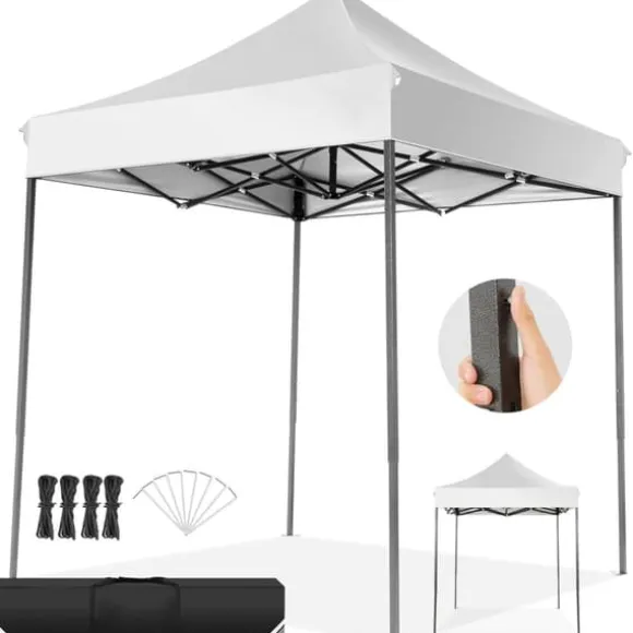 Pop Up Telt, UV Beskyttelse, Hurtig Opsætning,2X2M, Hvid
