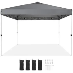 Pop-up baldakin festtelt 10x10 fod med bæretaske til camping - mørkegrå, ideelt til udendørs arrangementer!