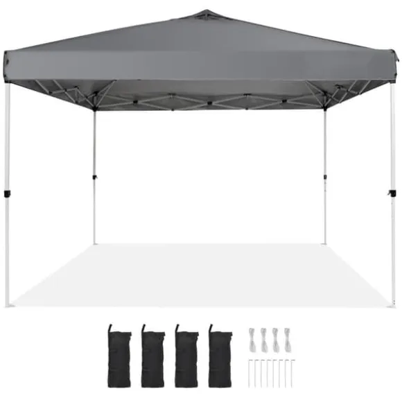 Pop-up baldakin festtelt 10x10 fod med bæretaske til camping - mørkegrå, ideelt til udendørs arrangementer!