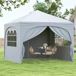 Pop-up telttag, 10x10x8,7-9,4 ft, hvid