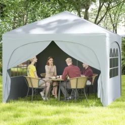 Pop-up telttag, 10x10x8,7-9,4 ft, hvid