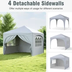 Pop-up telttag, 10x10x8,7-9,4 ft, hvid