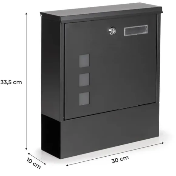 Postkasse - med avisrulle - 30x10x33,5 cm - antracit