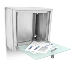 Postkasse, Glasbrevkasse med konvolutlogo, 30.5x35.5x14 cm