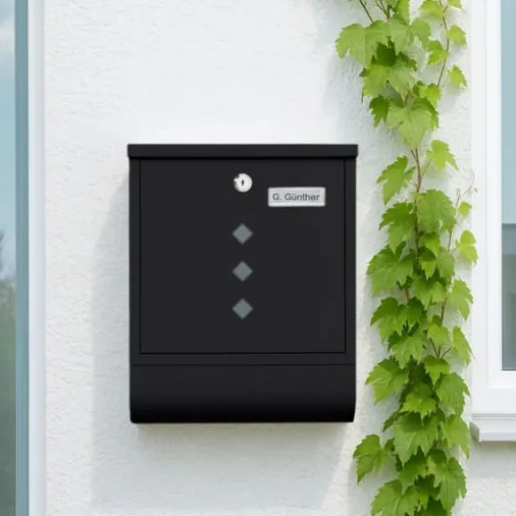 Postkasse med avisholder, 38x31x13 cm, metal